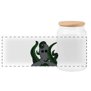 Tentacule néon Portrait - Boîte à biscuits avec couvercle en bois - blanc - Devant