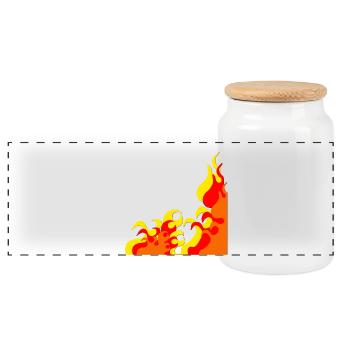 flammen Eckmuster, cooles naturmuster, beliebt - Panorama Keksdose mit Holzdeckel - Weiß - Vorne
