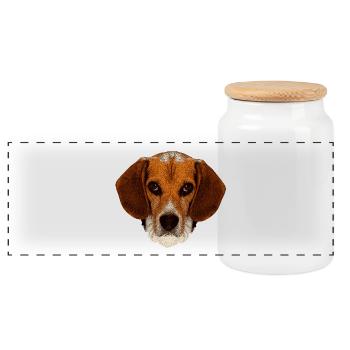 jagdhunde, Beagle leinwand optik - Panorama Keksdose mit Holzdeckel - Weiß - Vorne