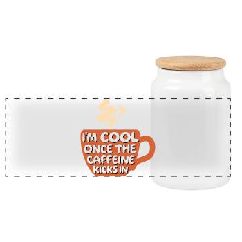 Coffee lovers Cool Statement Coffee Coffee Cup - Panoramic Cookie Jar with Wooden Lid - white - Front