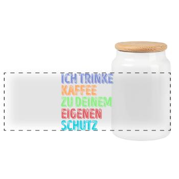 Kaffeeliebhaber Statement Kaffeetrinker Kaffee - Panorama Keksdose mit Holzdeckel - Weiß - Vorne