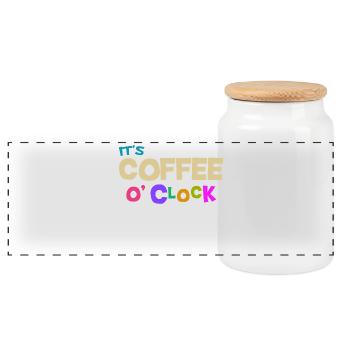 Coffee lovers Caffeine Coffee Cool Statement - Panoramic Cookie Jar with Wooden Lid - white - Front