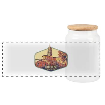 Badge retro, Toulouse France est ma ville natale - Boîte à biscuits avec couvercle en bois - blanc - Devant