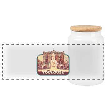 Badge retro, Toulouse France est ma ville natale - Boîte à biscuits avec couvercle en bois - blanc - Devant