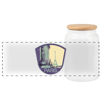 Badge retro, Paris France est ma ville natale - Boîte à biscuits avec couvercle en bois - blanc - Devant