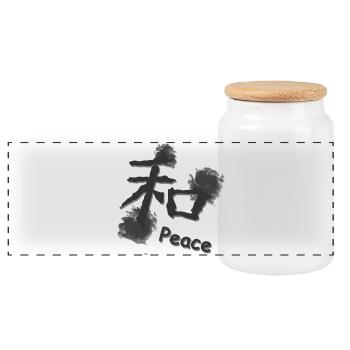 schattiertes Chinesisches Zeichen Frieden, kanjis - Panorama Keksdose mit Holzdeckel - Weiß - Vorne