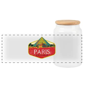 Badge retro, Paris France est ma ville natale - Boîte à biscuits avec couvercle en bois - blanc - Devant