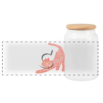 Schrift muster „Cat“, katzen Motiv - Panorama Keksdose mit Holzdeckel - Weiß - Vorne