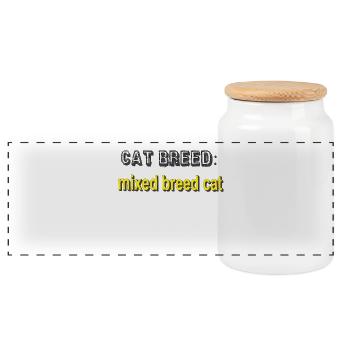 cat Breed: Mixed Breed Cat, Tier Tatzen, mix Katze - Panorama Keksdose mit Holzdeckel - Weiß - Vorne