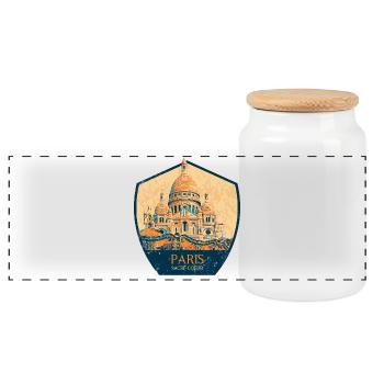 Badge retro, Paris France est ma ville natale - Boîte à biscuits avec couvercle en bois - blanc - Devant