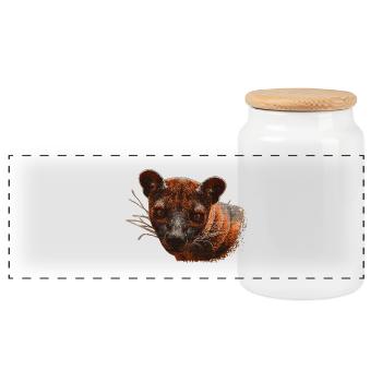 beliebte Tiergeschenke, Frettkatze, Carnivore - Panorama Keksdose mit Holzdeckel - Weiß - Vorne