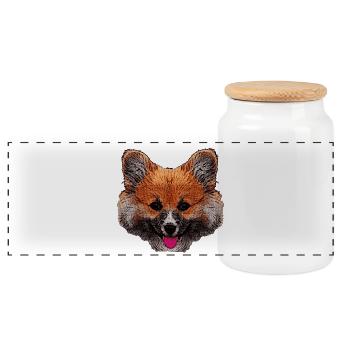 süße Tierfotos, Corgigesicht - Panorama Keksdose mit Holzdeckel - Weiß - Vorne