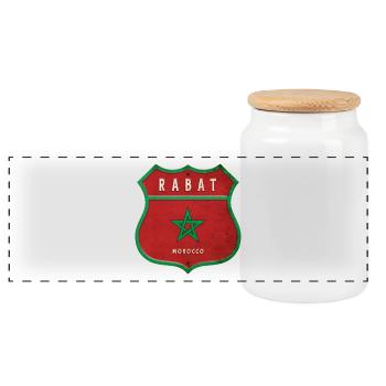 Rabat Maroc Armoiries Drapeaux Design - Boîte à biscuits avec couvercle en bois - blanc - Devant