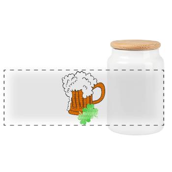 Kleeblätter, Bierkrug, St. Patrick´s Day - Panorama Keksdose mit Holzdeckel - Weiß - Vorne