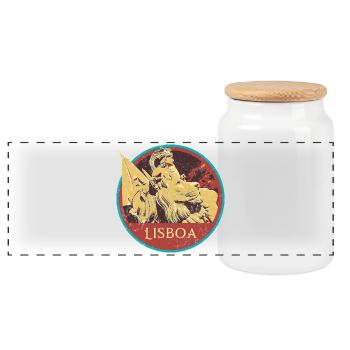 Lisbonne Portugal, rue augusta - Boîte à biscuits avec couvercle en bois - blanc - Devant