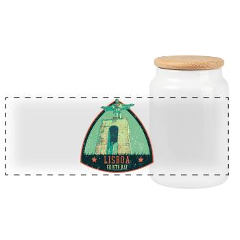 Lisbonne Portugal, christ roi - Boîte à biscuits avec couvercle en bois - blanc - Devant