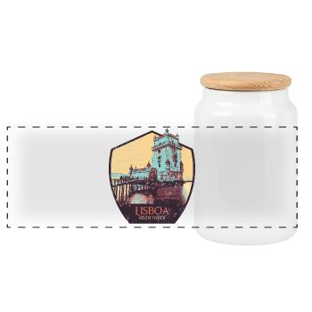 Lisbonne Portugal, belle ville, tour de Belem - Boîte à biscuits avec couvercle en bois - blanc - Devant