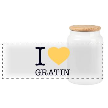 I LOVE GRATIN Kartoffeln - Panorama Keksdose mit Holzdeckel - Weiß - Vorne