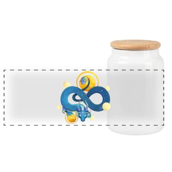 Blue Ink Spirits - Dragon Bleu Arc-En-Ciel et Or - Boîte à biscuits avec couvercle en bois - blanc - Devant