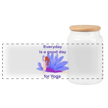 Yoga - Boîte à biscuits avec couvercle en bois - blanc - Devant
