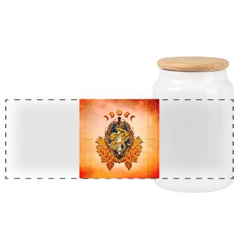 Stunning snake with sword - Panoramic Cookie Jar with Wooden Lid - white - Front