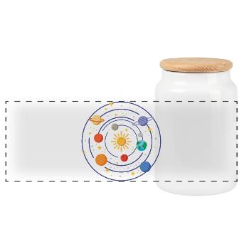 Solar system - Panoramic Cookie Jar with Wooden Lid - white - Front