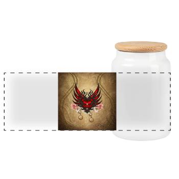 Elegant steampunk heart with watches. - Panoramic Cookie Jar with Wooden Lid - white - Front