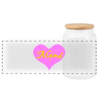 Mama Herzmotiv, mami shirts, Muttertagsgeschenke - Panorama Keksdose mit Holzdeckel - Weiß - Vorne