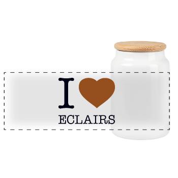 J’ADORE LES ÉCLAIRS - Boîte à biscuits avec couvercle en bois - blanc - Devant