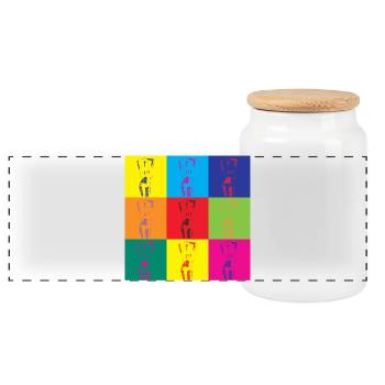 Pop Art Woman Retro Art Gift - Panoramic Cookie Jar with Wooden Lid - white - Front