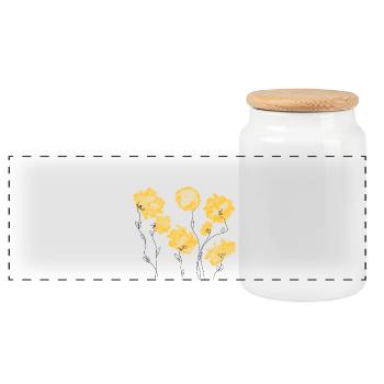 Gelbe Blumen - Panorama Keksdose mit Holzdeckel - Weiß - Vorne