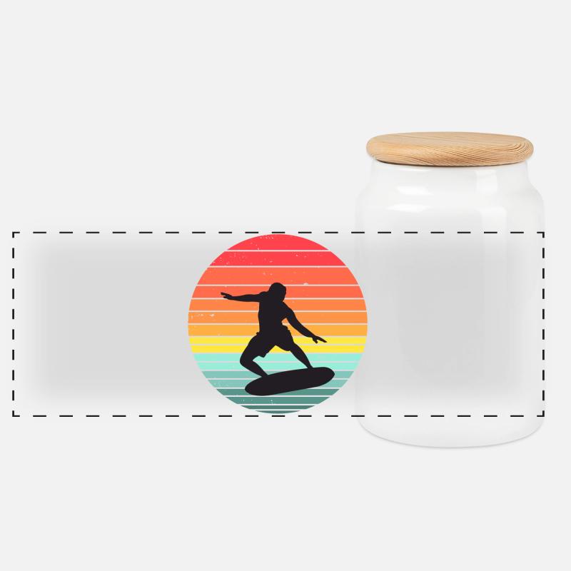 Surfen, Surfen, Surfen - Panorama Keksdose mit Holzdeckel - Weiß