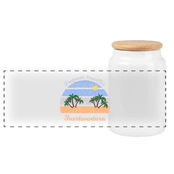 Fuerteventura Urlaub - Panorama Keksdose mit Holzdeckel - Weiß - Vorne