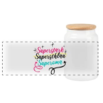 Grandma Grandmother Superoma Old Woman Saying - Panoramic Cookie Jar with Wooden Lid - white - Front