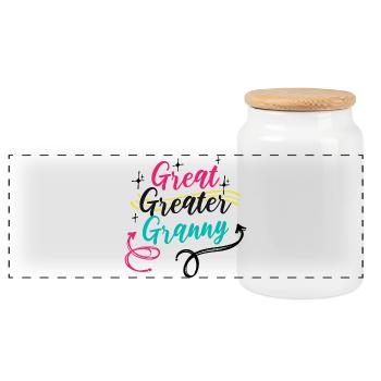 Großmutter Oma Spruch Rentnerin Alles Gute - Panorama Keksdose mit Holzdeckel - Weiß - Vorne