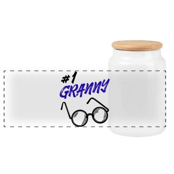 Grand-mère Lunettes Déclaration Grand-mère Meilleure grand-mère - Boîte à biscuits avec couvercle en bois - blanc - Devant
