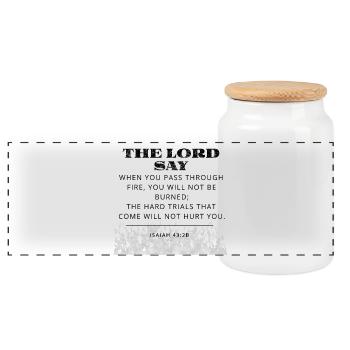 Verset biblique - Boîte à biscuits avec couvercle en bois - blanc - Devant