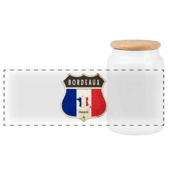 Bordeaux France Armoiries Drapeaux Design - Boîte à biscuits avec couvercle en bois - blanc - Devant
