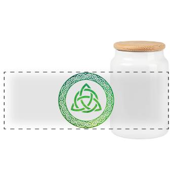 Celtic Knot - Panoramic Cookie Jar with Wooden Lid - white - Front