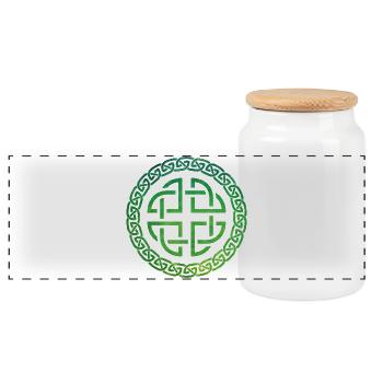 Celtic Knot - Panoramic Cookie Jar with Wooden Lid - white - Front