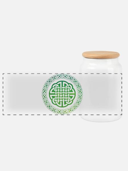 Celtic Knot - Panoramic Cookie Jar with Wooden Lid - white