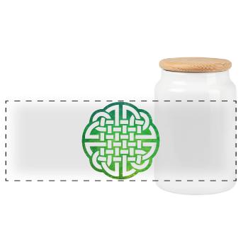 Celtic Knot - Panoramic Cookie Jar with Wooden Lid - white - Front