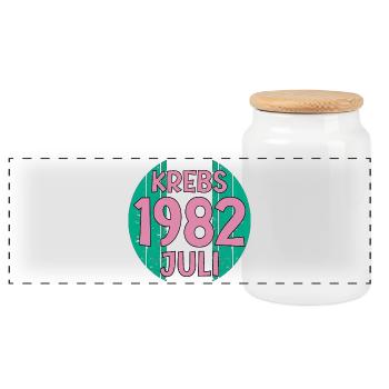 Geburtstag Sternzeichen Krebs Juli 1982 - Panorama Keksdose mit Holzdeckel - Weiß - Vorne