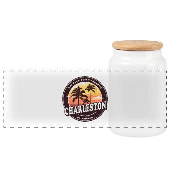 Charleston South Carolina Strand Design - Panorama Keksdose mit Holzdeckel - Weiß - Vorne