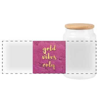 Poster Gold Vibes only coole Quotes Sprüche Mauer - Panorama Keksdose mit Holzdeckel - Weiß - Vorne