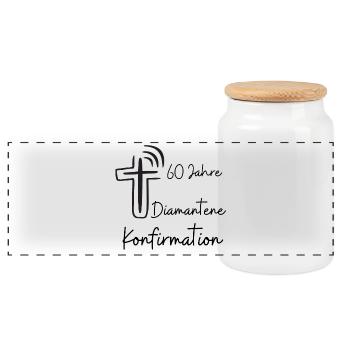 Diamantene Konfirmation 60 Jahre Jubelkonfirmation - Panorama Keksdose mit Holzdeckel - Weiß - Vorne