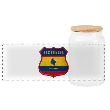 Florencia Kolumbien Wappen Design - Panorama Keksdose mit Holzdeckel - Weiß - Vorne