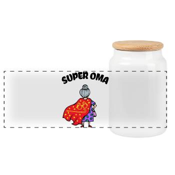 Großmutter Oma Superoma Brille Alte Frau Spruch - Panorama Keksdose mit Holzdeckel - Weiß - Vorne