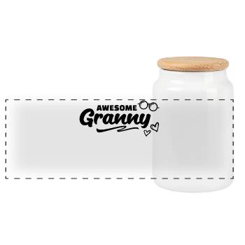 Glasses Grandma Grandmother Statement All the best - Panoramic Cookie Jar with Wooden Lid - white - Front