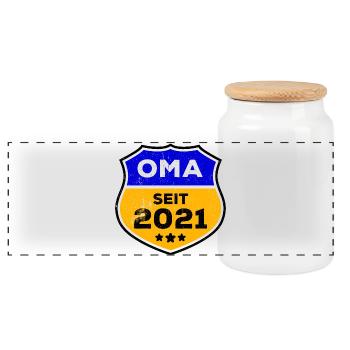 Seniorin Pensionistin Oma Statement Großmutter - Panorama Keksdose mit Holzdeckel - Weiß - Vorne